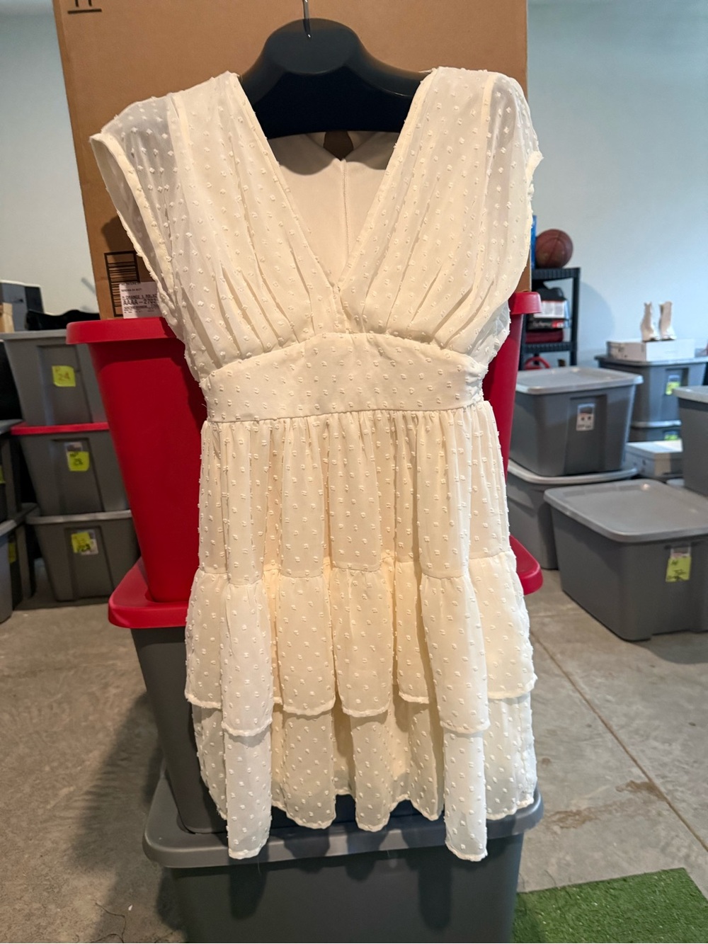 Women’s Cream Swiss Dot Tiered Dress 104